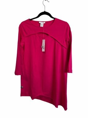 Joan Vass NWT Azalea Pink Asymmetrical Cutout Tunic Top| Size S